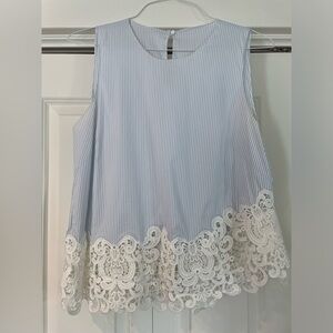 ZARA Striped Top with Asymmetrical Lace Bottom EU L